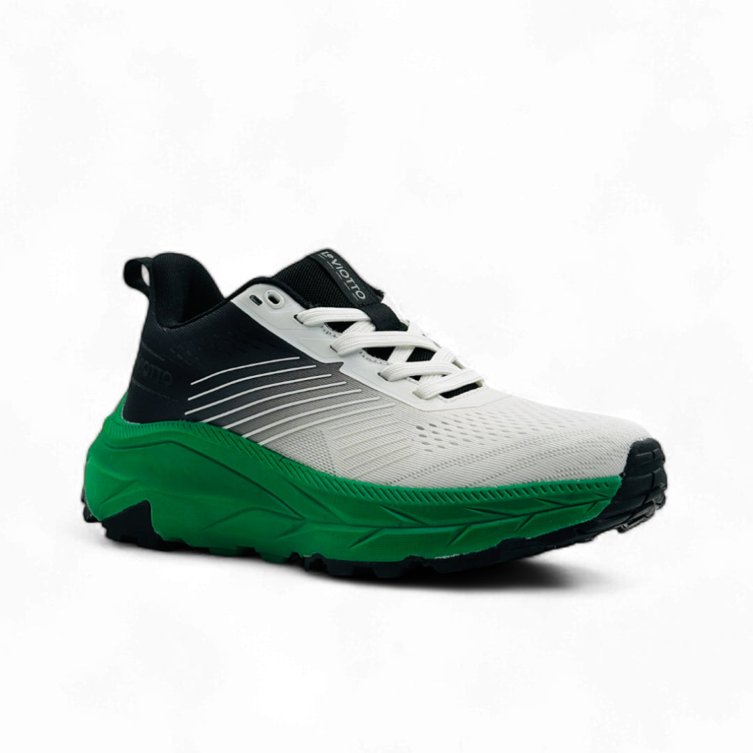 Pro Men's Running Shoes  White/Black/DK Green