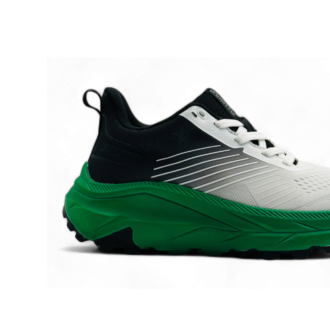 Pro Men's Running Shoes  White/Black/DK Green