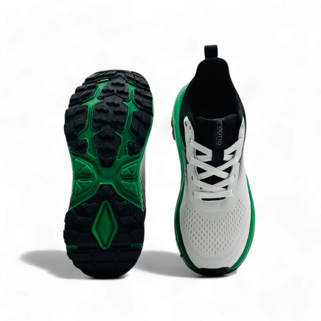 Pro Men's Running Shoes  White/Black/DK Green