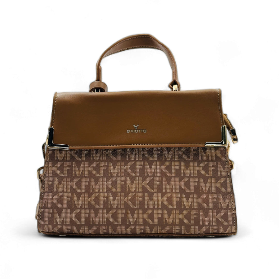 Bella Satchel Women's Handbag Brown & Khaki