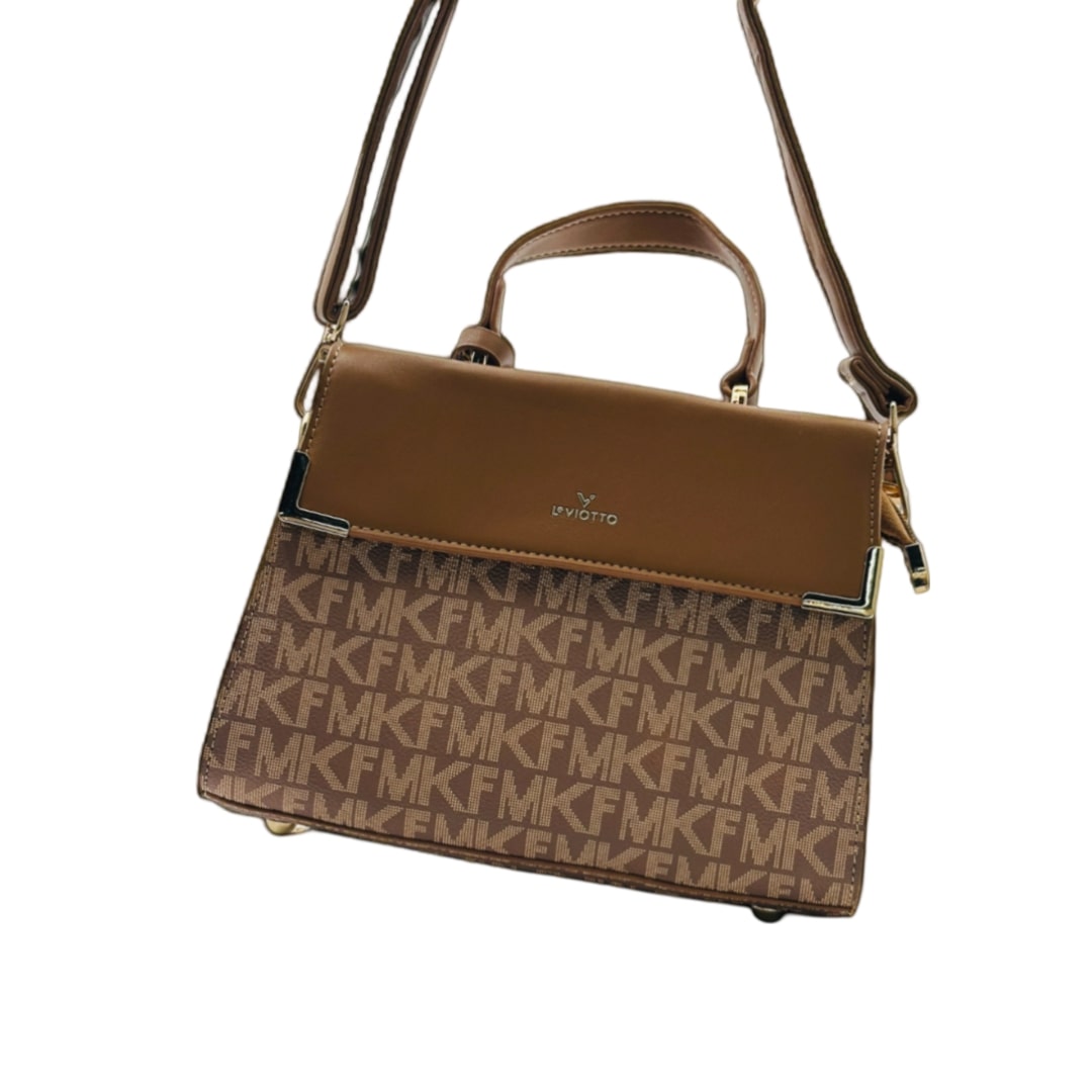 Bella Satchel Women's Handbag Brown & Khaki